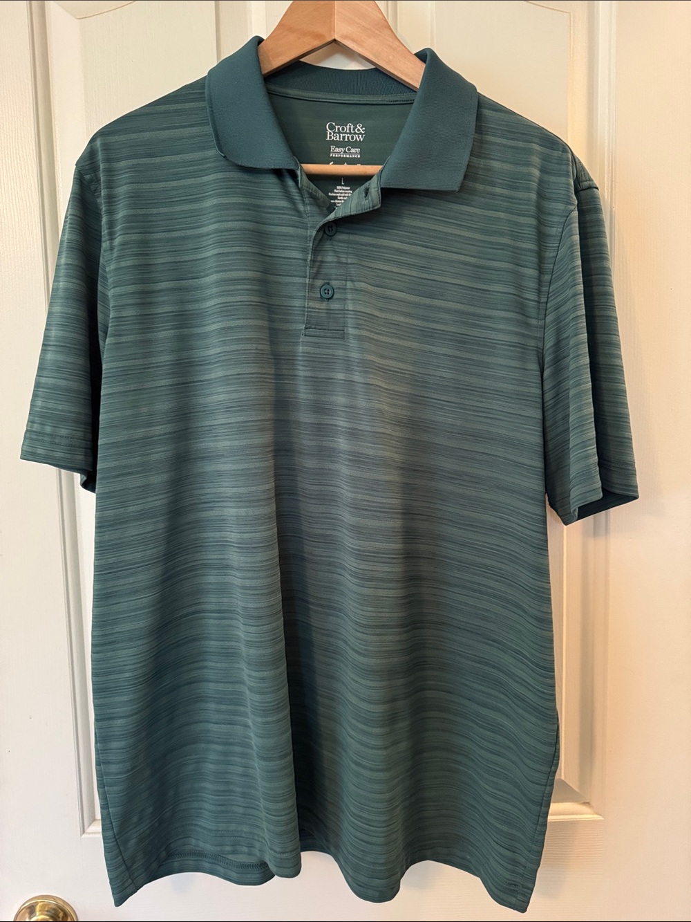 Green Striped Performance Polo Shirt